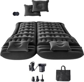 Materac Nadmuchiwany, SucceBuy Nadmuchiwany Materac Samochodowy Kocyk do Spania z Pompą Powietrzną Czarny