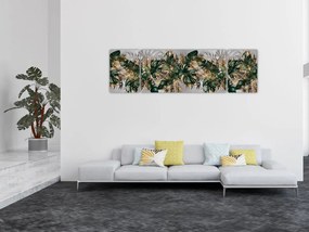 Obraz - Złoto - zielone tropikalne liście (170x50 cm)