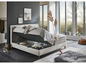 Beżowe łóżko boxspring ze schowkiem 160x200 cm Memphis − Meise Möbel