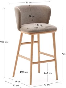 Jasnobrązowy hoker (wysokość siedziska 75,5 cm) Ciselia – Kave Home