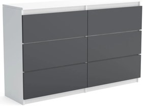 Duża komoda 6 SZUFLAD Szafka 120 cm ARIA Biały/Antracyt