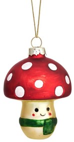 Szklana ozdoba świąteczna wykonana ręcznie ø 6 cm Happy Mushroom – Sass &amp; Belle