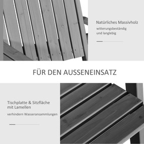 Outsunny Ławka Ogrodowa ze Stołem Lite Drewno z Otworem na Parasol Brązowa | Aosom PL