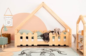 Drewniane łóżko dziecięce domek z płotem - Alzuri