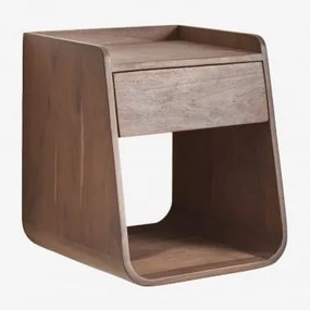 Pack 2 Kwadratowych Szafek Nocnych 35x35 Cm Z Drewna Akacjowego Berigem Ciemny Akacjowy Brąz - Sklum