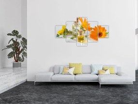 Obraz pomarańczowych kwiatów (125x70 cm)