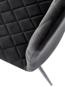 Czarne welurowe krzesło z oparciem na czarnych nogach K525