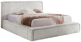 Jasnoszare sztruksowe łóżko z wejściem USB 5 rozmiarów - Cordelio