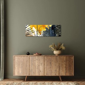 Obraz - Abstrakcyjna akwarela (z zegarem) (90x30 cm)