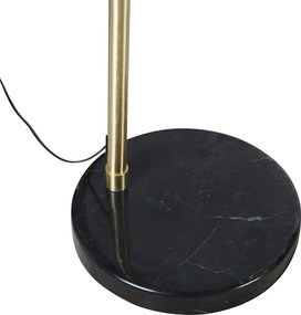 Lampa łukowa mosiężna z marmurem i szarym abażurem z tkaniny 45 cm - XXL