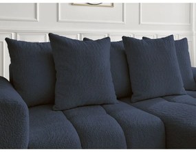 Niebieski rozkładany/ze schowkiem narożnik z materiału bouclé (prawostronny/z szezlongiem) Roxelane – Bobochic Paris