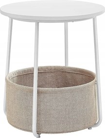 Okrągły stolik kawowy Valora z koszykiem, biały