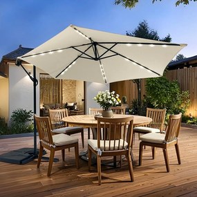 Avenberg Duży parasol z regulacją nachylenia Sunny LED 300, beżowy