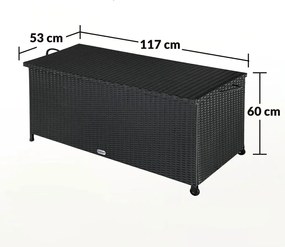 Polirattanowy pojemnik na schowek RICCO, 117 x 53 x 60cm, czarna Casaria