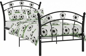 Czarne metalowe łóżko z motywem piłki 90x200 cm P5-C71