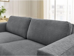 Ciemnoszara rozkładana sofa do spania z tkaniny szenilowej 220 cm Hugo – Bobochic Paris