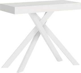 Konsola rozkładana 90x40/300 cm Krack frassino biała białe nogi