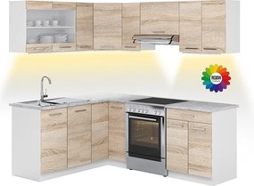 Kuchnia narożna biały/sonoma 207x60x81.6 rick