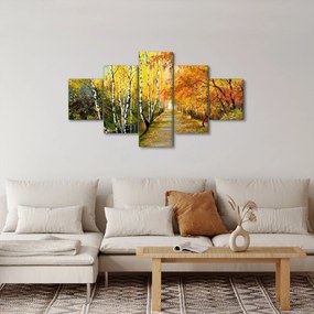 Obraz - Romantyczna aleja wzdłuż wody, obraz olejny (125x70 cm)