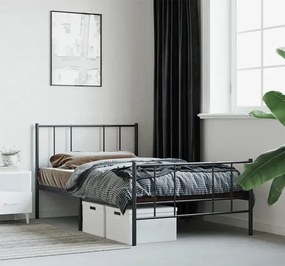 Czarne metalowe łóżko pojedyncze 90x200 cm - Quzi