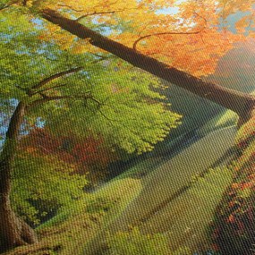 Obraz - Spokojny jesienny krajobraz (z zegarem) (90x30 cm)