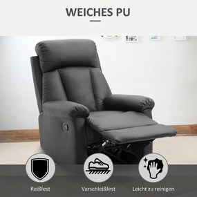 HOMCOM Fotel relaksacyjny z funkcją leżanki, ręcznie regulowany, z ekoskóry do salonu, czarny | Aosom PL