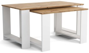 Stoliki kawowe ZESTAW STOLIKÓW 90+65cm MORI Biały/Dąb Wotan