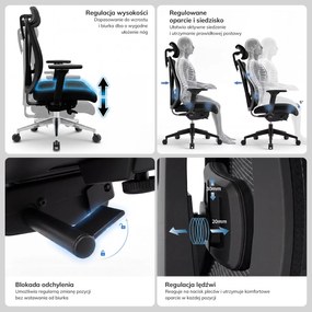 Fotel biurowy ergonomiczny czarny z siatką VECTOR