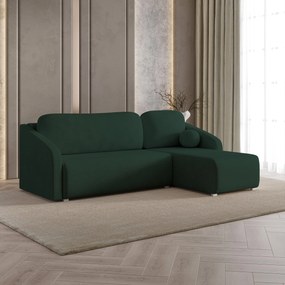 Masseno Narożnik MARELLO z funkcją spania i pojemnikiem na pościel Narozniki L, Rozkładana sofa - Zielony, NEVE 37