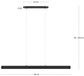 Czarna lampa wisząca LED 96cm z metalu W96LED-4K-SCHWARZ wymienny LED