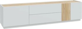 Szafka RTV 2-drzwiowa z szufladami Lewisville 131, Secret Grey/dąb Valencia