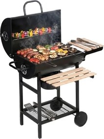 Grill węglowy ogrodowy z pokrywą i termometrem SK27A na kółkach