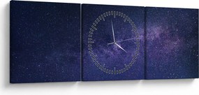 Obraz nocnego nieba (z zegarem) (90x30 cm)