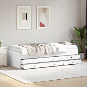 Biała sofa dzienna 75x190 cm z szufladami z drewna inżynieryjnego