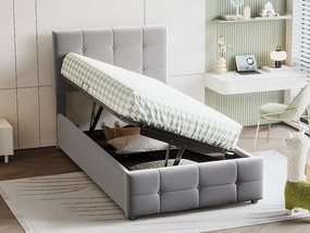 Łóżko tapicerowane 90x200cm z weluru - Szare