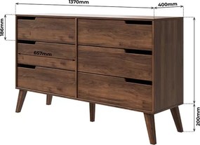 Komoda Clover II – nowoczesna komoda z 6 szufladami, frezowanymi frontami i drewnianymi nogami