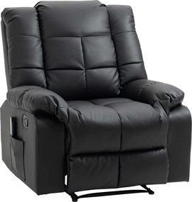 HOMCOM Fotel masujący relaksacyjny 8 punktów wibracji funkcja leżenia skóra ekologiczna czarny 94x99x99 cm | Aosom PL