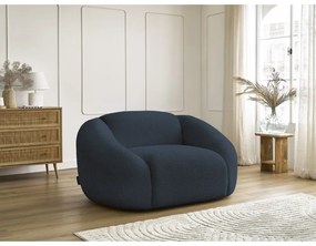 Ciemnoniebieski fotel z materiału bouclé Tina – Bobochic Paris