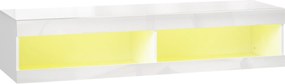HOMCOM Szafka na telewizor, Wiszące stoisko telewizyjne z oświetleniem RGB LED w 16 kolorach, Stojak na telewizor z otwartą przestrzenią, dla telewizorów od 55 do 60 cali, do salonu, sypialni, 140 x 40 x 30 cm, Połysk biały