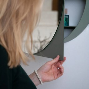 Szarozielona metalowa wisząca/z lustrem szafka łazienkowa 55x55 cm Sonnet – Spinder Design