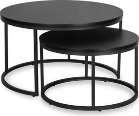 Zestaw Stolików Kawowych MANU MAX 60 cm/80 cm Czarny Nowoczesny Loft