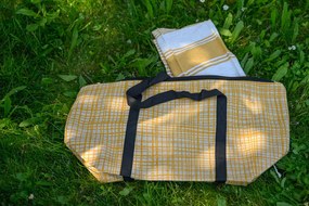 Stylowy komplet torba plażowa + ręcznik HAMAM 75x150 cm ochra żółta