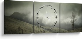 Obraz krajobrazu przed burzą (z zegarem) (90x30 cm)