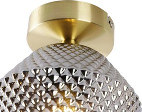 Lampa sufitowa w stylu art deco mosiądz z dymionym szkłem - Karce