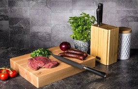 Zestaw noży G21 Damascus Premium w bambusowym bloku, pudełko, 3 szt. + kamień do ostrzenia