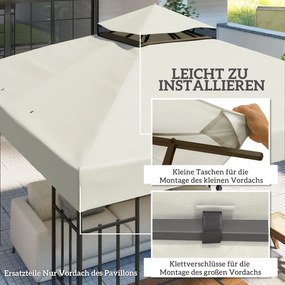 Outsunny 3 x 3 m Zamienny Dach do Pawilonu, Pokrowiec na Pawilon z Otworami Drenażowymi, UPF30+, Ochrona przed Słońcem, Jasnoszary