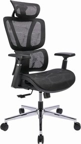 Czarny ergonomiczny fotel biurowy z zagłówkiem i podłokietnikami M3-F86