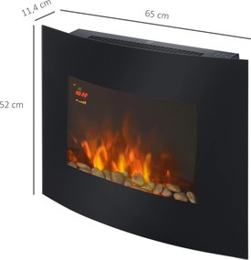 Homcom Kominek Elektryczny Led Ścienny 900/1800 W Czarny