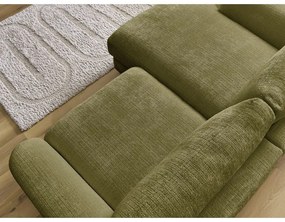 Narożnik z tkaniny szenilowej (lewostronny/z szezlongiem) w kolorze khaki Leonore – Bobochic Paris