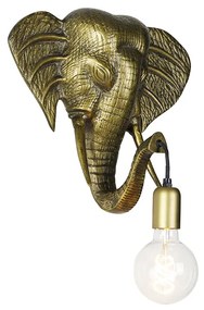 Winylowa lampa ścienna złota - Zwierzę Słoń Rustykalny / Vintage Oswietlenie wewnetrzne